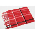 Cashmere Wool Woven Scarf Red Tartan Plaid Scarf